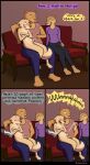absurd_res anthro cfnm comic dominant dominant_female ejaculation embarrassing_nudity female furniture group hand_on_leg hand_on_thigh hands-free hi_res male male/female on_lap orgasm rav_alska ravalska sitting_on_lap size_difference sofa spontaneous_ejaculation text trio