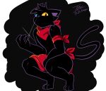 anthro armband black_body black_fur blue_eyes claws crouching digitigrade domestic_cat felid feline felis fur heterochromia hi_res jack_(kingk70) kerchief male mammal monotone_body monotone_fur prate-dragon shirtless shirtless_anthro shirtless_male solo yellow_eyes