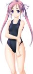  1girl amagi_mashiro black_one-piece_swimsuit blue_eyes blush closed_mouth competition_swimsuit flat_chest game_asset kumacchi large_variant_set long_hair non-web_source official_art one-piece_swimsuit pink_hair ribbon self-datamine shugo_seijo_prism_saber simple_background smile solo standing swimsuit tachi-e transparent_background twintails variant_set 