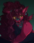 2026 anthro artist_name black_eyes clothed clothing dated dragon dress ear_piercing fangs female fingers glowing glowing_eyes hair hi_res javanshir long_hair mahina_(javanshir) mythological_creature mythological_scalie mythology piercing red_body red_hair scalie solo teeth text yellow_sclera