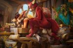 3d_(artwork) absurd_res anal anal_penetration animal_genitalia animal_penis anthro balls bench big_ears blizzard_entertainment blue_eyes bodily_fluids canid canine canine_genitalia canine_penis claws clothing digital_media_(artwork) doggystyle dominant dominant_intersex duo erection eye_contact face_grab facial_piercing feet fennec_fox fox from_behind_position fur fur_markings genitals glistening glistening_genitalia gynomorph hat headgear headwear hi_res hindpaw inside intersex intersex/male intersex_dominating_male intersex_penetrating intersex_penetrating_male jewelry knot looking_at_another male male_penetrated mammal markings nipples orange_body orange_fur pawpads paws penetration penile penile_penetration penis piercing red_body red_fur ring ring_piercing scarf sex sheath tail thaneas_(thaneas) toes true_fox vixenpeeks vulpera warcraft zoe_(aredvulpera)