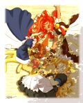  3girls animal_ears animal_hands apron artist_name bad_id bell black_dress blonde_hair blue_dress border brown_hair cat_ears cat_girl cat_paws cat_tail closed_eyes closed_mouth curtained_hair dark-skinned_female dark_skin day dress fang freckles jingle_bell long_hair long_sleeves lying maid maid_headdress medium_hair meinyan_(shisui) multiple_girls neck_bell nora_(shisui) on_back on_floor on_side open_mouth original outdoors ponytail red_hair shisui short_sleeves sleeping sleeveless sleeveless_dress smile stuffed_animal stuffed_cat stuffed_toy tail teenya_(shisui) tree_shade wavy_hair white_apron white_border 
