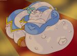 2025 anthro belly big_belly big_breasts blue_hair bottomwear breasts clothing digital_media_(artwork) equid equine female fetal_movement fur gloves hair handwear hi_res horse huge_belly huge_breasts huge_thighs hyper hyper_belly hyper_pregnancy mammal morbidly_obese morbidly_obese_anthro morbidly_obese_female navel nipple_outline obese obese_anthro obese_female outie_navel overweight overweight_anthro overweight_female panties pregnant pregnant_anthro pregnant_female princess_aura_(virus-20) red_eyes shirt sitting solo teeth thick_thighs topwear tunic underwear virus-20 white_body white_fur