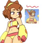  animal_ears brown_hair cat_ears cat_girl cat_tail commentary english_commentary furry furry_female gameoverse gauntlets goggles goggles_on_head kit_(gameoverse) nanobunny official_alternate_costume official_style red_eyes reference_inset screenshot_inset tail toon_(style) whiskers yellow_gauntlets 