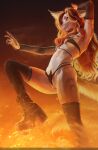 5_fingers accessory anthro bonfire boots bra breasts canid canine claws clothed clothing dancing desert digital_media_(artwork) ears_down eyebrows eyelashes female finger_claws fingers fire footwear fur genitals glowing gradient_background hair harness high_heeled_boots high_heels hnz legwear long_hair long_tail low-angle_view mammal night panties pivoted_ears pussy_floss sand sandstorm shoes simple_background skimpy small_breasts smile smoke solo stockings tail thick_tail thigh_highs under_boob underwear vulva