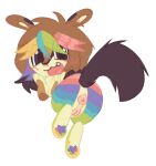 anthro anus chibi chipmunk female fur genitals ground_squirrel hi_res mammal multicolored_body multicolored_fur paws plump_labia puffy_anus rainbow_body rainbow_fur rodent sciurid smile solo vulva weeklyparty 