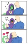 2024 anthro bald baryonyx blue_clothing blue_jacket blue_topwear cavemanon_studios clothing color_edit colored comic dinosaur duo eyelashes eyewear female female_on_human freckled_face freckles green_body green_hair green_scales grey_eyes hair heart_symbol hoodie human human_on_anthro i_wani_hug_that_gator inco_(iwhtg) interspecies jacket kissing light-skinned_male light_body light_skin long_tail male male/female male_on_anthro mammal olivia_halford open_mouth prehistoric_species purple_clothing purple_hoodie purple_topwear reptile saurischian scales scalie short_hair snout spinosaurid sunglasses tail theropod third-party_edit topwear yellow_sclera yonstar_studios