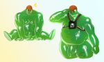balls clothing deadlock_(game) genitals goo_creature goo_humanoid green_body hat headgear headwear humanoid male nude penis simple_background sitting slightly_chubby slime solo standing starstrider thick_thighs valve viscous_(deadlock)