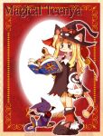  1girl animal animal_ear_headwear animal_ears animal_hands animal_slippers bad_id bat_wings bell black_cat black_dress black_hat black_slippers blonde_hair blue_eyes book brooch cat cat_ears cat_girl cat_paws cat_slippers cat_tail character_name closed_mouth clothed_animal dress floating floating_book floating_object full_body fur-trimmed_socks hand_up hat jewelry jingle_bell long_hair long_sleeves open_book original reading red_socks shisui sleeves_past_wrists slippers smile socks solo standing tail tail_ornament tail_ring teenya_(shisui) wings witch_hat 