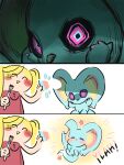 0olqplo0 3:4 alien ambiguous_gender bar_emanata big_ears biped bipedal_feral black_sclera blonde_hair blush blush_lines blush_stickers brush chinchillid claws clothed clothing comic creepy death_glare digital_drawing_(artwork) digital_media_(artwork) dipstick_tail duo elfilin emanata english_text eyes_closed fecto_forgo female feral flower_emanata fluffy fluffy_tail fur hair holding_brush holding_object human kirby_(series) kirby_and_the_forgotten_land looking_at_viewer male_(lore) mammal markings mouthless multicolored_eyes nintendo notched_ear open_mouth open_smile pink_eyes pupils purple_claws rodent semi-anthro simple_background smile starling_(kirby) tail tail_markings tan_body tan_skin teal_body teal_eyes teal_fur text white_background