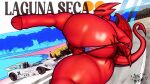 2026 4_fingers american_flag american_flag_bikini anthro big_breasts big_butt bikini biped bracelet breasts butt car clothed clothing cloven_hooves day demon female fingers flag_bikini flag_swimwear frown genitals hi_res hooves horn huge_butt jewelry looking_at_viewer looking_back lucia_(satina) lying macro membrane_(anatomy) membranous_wings narrowed_eyes on_side outside plant pupils raised_leg red_body red_clothing satina_(series) signature sligarthetiger slit_pupils solo spade_tail swimwear tail thick_thighs tree two-piece_swimsuit united_states_of_america vehicle vulva wings yellow_sclera