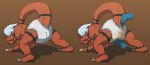 2012 anthro bandai_namco biped black_body blue_body bodily_fluids brown_background claws clean_diaper clothed clothing crackajackin diaper diaper_only digimon digimon_(species) digital_media_(artwork) dragon duo genital_fluids groping_diaper growlmon hair hi_res lizard looking_back male markings mythological_creature mythological_scalie mythology rear_view red_body reptile sagging_diaper scalie sequence simple_background soiled_diaper solo_focus striped_body stripes toe_claws topless unclean_diaper urine used_diaper wearing_diaper wet_diaper white_hair