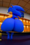  anthro balls barely_visible_balls barely_visible_genitalia bench big_butt butt electronics eulipotyphlan european_hedgehog femboy flatscreen genitals hedgehog huge_butt kirby_animatez locker_room looking_at_viewer looking_back looking_back_at_viewer male mammal narrowed_eyes on_bench sega sitting sitting_on_bench smug_grin solo sonic_the_hedgehog sonic_the_hedgehog_(series) television thick_thighs 