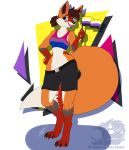  absurd_res anthro bisexual bisexual_pride_colors black_lipstick blue_eyes bottomwear brown_hair canid canine claws clothing crop_top digitigrade eyelashes female ferox_(feroxdoon) flag flag_(object) fluffy fluffy_tail fox fur hair happy hi_res lgbt_pride lgbt_pride_month lipstick makeup male mammal nonbinary_(lore) nonbinary_pride_colors orange_body orange_fur pawpads paws ponytail pride_color_clothing pride_color_flag pride_color_shirt pride_color_topwear pride_colors red_body red_fox red_fur shikaro shirt short_ponytail shorts smile solo tail topwear true_fox white_body white_fur 