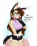  2026 anthro biped bottomwear breasts canid canine clothed clothed_anthro clothed_female clothing countershade_torso countershading digital_drawing_(artwork) digital_media_(artwork) ear_piercing ei-ka female fingers fox front_view fully_clothed fully_clothed_anthro fully_clothed_female fur hair hi_res inner_ear_fluff mammal piercing simple_background solo standing tail teeth topwear tuft 