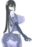  ass black_hair breasts commentary_request green_eyes grey_background highres huge_breasts long_hair mechanical_arms nanatsuki_sousuke original robot_girl see-through_body skeleton very_long_hair 
