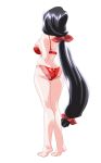  1girl anime_coloring ass back barefoot black_hair bra breasts from_behind full_body game_asset glasses hair_ribbon hand_on_own_chest highres large_breasts large_variant_set lingerie long_hair low_ponytail machimura_sakuya mahotama maki_daikichi official_art panties ponytail red_bra red_panties red_ribbon ribbon simple_background solo standing tachi-e third-party_source transparent_background underwear underwear_only variant_set very_long_hair 