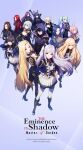  1boy 6+girls absurdres ahoge alexia_midgar alpha_(kagejitsu) animal_ears anime_coloring aqua_hair arm_up artist_request beta_(kagejitsu) black_bodysuit black_boots black_coat black_hair black_hood blonde_hair blue_eyes blue_jacket blue_necktie bodysuit boots braid breasts cat_ears cat_girl cid_kagenou cid_kagenou_(shadow) claire_kagenou cleavage cleavage_cutout clothing_cutout coat copyright_logo copyright_name copyright_notice crossed_arms delta_(kagejitsu) elf english_commentary english_text epsilon_(kagejitsu) eta_(kagejitsu) gamma_(kagejitsu) grey_hair hands_on_own_hips high_heel_boots high_heels highres iris_midgar jacket kage_no_jitsuryokusha_ni_naritakute! kage_no_jitsuryokusha_ni_naritakute!_master_of_garden key_visual logo long_hair midgar_academy_school_uniform multiple_drills multiple_girls necktie nu_(kagejitsu) official_art open_clothes open_jacket pink_eyes pink_hair pleated_skirt pointy_ears promotional_art purple_hair red_carpet red_hair rose_oriana school_uniform see-through_cleavage see-through_clothes sherry_barnett shirt short_necktie skirt thighhighs throne throne_room twin_braids white_shirt white_skirt white_thighhighs window wolf_ears wolf_girl yellow_eyes zeta_(kagejitsu) 
