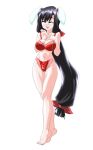  1girl ^_^ animal_ears anime_coloring barefoot black_hair bra breasts cleavage closed_eyes collarbone fake_animal_ears full_body game_asset glasses hair_ribbon hands_on_own_chest highres large_breasts large_variant_set lingerie lips long_hair low_ponytail machimura_sakuya mahotama maki_daikichi mole mole_under_eye navel official_art panties ponytail rabbit_ears red_bra red_panties red_ribbon ribbon simple_background smile solo standing tachi-e third-party_source transparent_background underwear underwear_only variant_set very_long_hair 