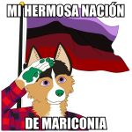  anthro black_body black_fur border_collie canid canine canis collie digital_media_(artwork) domestic_dog flag flag_(object) flannel fur german_shepherd gesture green_pawpads herding_dog homophobic_slur impact_(font) mammal martin_schaefer martin_shep outline pastoral_dog pawpads salute sheepdog solo spanish_description spanish_text tan_body tan_fur text translated transspecies_pride_colors white_outline 