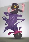  4_arms 4_fingers 6_eyes anthro arachnid arthropod balls_outline black_body black_fur bulge cauldron detailed_bulge fangs fingers fur genital_outline genitals glistening glistening_eyes glistening_goo glistening_thighs goo_creature goo_transformation hi_res holding_penis latex liquid_latex looking_down male multi_arm multi_eye multi_limb open_mouth penis penis_outline pink_body pink_fur plumlucky purple_latex raised_arms shocked solo spider spilling teeth tongue transformation yellow_eyes 