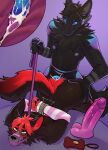  anal anal_penetration anthro anthro_on_anthro anthro_penetrated anthro_penetrating anthro_penetrating_anthro arm_warmers arm_warmers_only arms_tied armwear bent_over black_body black_fur blue_body bodily_fluids bound butt butt_grab canid canine clothing cum cum_in_ass cum_inside cumshot dildo dominant dominant_anthro dominant_male duo ejaculation facial_piercing freakdan1el from_behind_position fur gag genital_fluids genitals hair hand_on_butt hands_behind_back hi_res humanoid_dildo internal internal_anal knot knotted_penis leash leash_pull lying machine male male/male male_anthro male_penetrated male_penetrating male_penetrating_male mammal multicolored_body muzzle_(object) muzzle_gag muzzled nipples nose_piercing nose_ring nude_anthro nude_male on_front penetration penile penile_penetration penis penis_in_ass piercing protogen protogen_visor purple_background purple_body red_body red_fur red_hair ring_piercing sex sex_toy simple_background standing submissive submissive_anthro submissive_male 