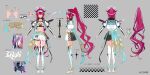  1girl aqua_bow asymmetrical_wings back_bow bandeau belt black_choker black_horns black_skirt blue_eyes boots bow breast_strap breasts checkered_clothes checkered_jacket checkered_skirt choker clothes_writing commentary_request copyright_notice cropped_jacket crystal_wings detached_wings double_halo earrings elbow_gloves english_commentary gloves grey_background halo heterochromia high_ponytail hololive hololive_english horns irys_(hololive) irys_(race_queenrys)_(hololive) jacket jewelry juliet_sleeves long_hair long_sleeves medium_breasts miniskirt mixed-language_commentary multicolored_skirt multiple_views navel necklace official_alternate_costume official_alternate_hairstyle official_art pink_eyes pisuke_wan pleated_skirt pointing_out_the_details pointy_ears ponytail puffy_sleeves purple_hair reference_sheet second-party_source shorts shorts_under_skirt side_slit sidelocks simple_background skirt star-shaped_pupils star_(symbol) star_halo stomach symbol-shaped_pupils thigh_boots thigh_strap turnaround very_long_hair virtual_youtuber visor_cap waist_bow white_bandeau white_belt white_boots white_gloves white_jacket white_skirt wings 