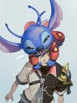  ... 2boys alien artist_name blonde_hair blue_fur commentary fangs highres kingdom_hearts kingdom_hearts_birth_by_sleep lilo_&amp;_stitch male_focus multiple_boys notched_ear open_mouth smile speech_bubble spoken_ellipsis stitch_(lilo_&amp;_stitch) sweatdrop untranslatable_commentary urbestfriend_2 ventus_(kingdom_hearts) watermark 