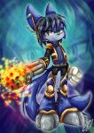  3_toes amber_eyes anthro armored_boots belt blue_body blue_tail boots bottomwear canid canine canis captain_skylar_(bonjolasermaster) clothed clothed_anthro clothed_male clothing electronics feet footwear fully_clothed fully_clothed_anthro fully_clothed_male gatling_gun gun gun_arm hair headgear headphones headset jackal jacket machine_gun male mammal minigun pants pointy_ears ranged_weapon shoes short_hair signature solo tail toes topwear weapon weapon_arm yukariasano 