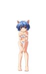  1girl animal_ears anime_coloring barefoot blue_hair bow bow_hairband bra breasts cat_ears closed_mouth collarbone extra_ears fake_animal_ears full_body game_asset hair_bow hairband highres large_variant_set leaning_forward mahotama maki_daikichi medium_breasts mei_(mahotama) navel official_art panties raised_inner_eyebrows red_bow red_eyes sad short_hair simple_background solo standing tachi-e tearing_up tears third-party_source transparent_background underwear underwear_only variant_set wavy_mouth white_bra white_panties 