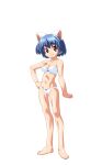  1girl animal_ears anime_coloring barefoot blue_hair bow bow_hairband bra breasts cat_ears closed_mouth collarbone extra_ears fake_animal_ears full_body game_asset hair_bow hairband hand_on_own_hip highres large_variant_set looking_at_viewer mahotama maki_daikichi medium_breasts mei_(mahotama) navel official_art panties red_bow red_eyes short_hair simple_background smile solo standing tachi-e third-party_source transparent_background underwear underwear_only variant_set white_bra white_panties 