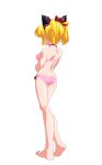  1girl animal_ears anime_coloring ass barefoot blonde_hair bra breasts cat_ears choker extra_ears fake_animal_ears from_behind full_body game_asset hair_ribbon hand_on_own_arm highres katase_miki large_breasts large_variant_set mahotama maki_daikichi official_art panties pink_bra pink_panties ribbon side-tie_panties simple_background solo standing tachi-e third-party_source transparent_background twintails underwear variant_set 