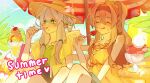  2girls :d altina_orion beach_umbrella black_hairband blue_sky bluemishelam cherry closed_eyes cloud crossover double-parted_bangs eating eiyuu_densetsu english_commentary english_text fake_phone_screenshot fake_screenshot firefly_(honkai:_star_rail) flower food food_on_face fork fruit green_eyes green_scrunchie grey_hair hair_between_eyes hair_bun hair_ornament hair_scrunchie hairband hat hat_flower high_ponytail highres holding holding_fork honkai:_star_rail honkai_(series) ice_cream jewelry licking_lips long_hair long_sidelocks multiple_girls necklace outdoors pendant petite ponytail scrunchie sen_no_kiseki_(series) shell shell_necklace sidelocks sitting sky smile sun_hat sundae tongue tongue_out two_side_up umbrella viewfinder white_flower white_hair yellow_hat 