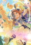  1girl 28yanagiii absurdres body_markings braid braided_sidelocks commentary_request fingerless_gloves gloves green_eyes highres jacket long_hair looking_at_viewer multicolored_jacket open_mouth orange_hair pointy_ears purple_jacket purple_shorts reflection reflection_focus shorts sidelocks sigrika_(wuthering_waves) solo two-tone_jacket veil water white_gloves white_jacket white_veil wuthering_waves 