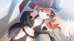  1girl artist_request black_bow black_hat black_panties bow braid breasts clenched_teeth coat creature creature_on_shoulder dragon from_above game_asset green_eyes hair_bow hand_on_own_hip hat hat_bow jewelry miriam_hayward muv-luv muv-luv_girls_garden navel necklace off-shoulder_coat off_shoulder official_art on_shoulder orange_hair panties red_bow side_braid single_braid smile solo star_(symbol) star_necklace teeth third-party_source underwear witch witch_hat 