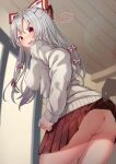  anus ass censored fujiwara_no_mokou mamemochi nopan pussy seifuku skirt_lift sweater touhou 