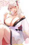  kazuha_(saku_kn) kimono no_bra open_shirt skirt_lift tagme 