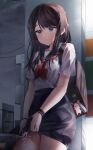  hyun see_through seifuku skirt_lift wet wet_clothes 