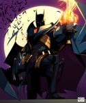  1boy armor azrael_(dc) bat_mask batman batman_(series) belt bodysuit dc_comics grey_bodysuit highres male_focus multicolored_bodysuit multicolored_suit power_armor solo superhero_costume taut_bodysuit taut_clothes two-tone_bodysuit two-tone_suit utility_belt yasukewashere 