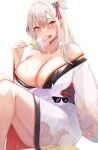  kazuha_(saku_kn) kimono no_bra open_shirt skirt_lift tagme 