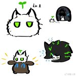  >_< 1other 3girls ambiguous_gender amiya_(arknights) animal_ears animalization arknights cat cat_ears cat_tail chibi chibi_only chinese_commentary commentary_request doctor_(arknights) hua_ren_nan kal'tsit_(arknights) mon3tr_(arknights) multiple_girls rabbit rabbit_ears tail tearing_up tears white_background 