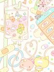  ambulance animal_focus bandages bandaid bear bear_(summernight_12) blood blood_bag cat cat_(summernight_12) chibi chibi_only commentary dolphin heart heisei_retro highres intravenous_drip jellyfish no_humans original pastel_colors pill polka_dot polka_dot_background rabbit simple_background summernight_12 traffic_cone untranslatable_commentary water white_background yami_kawaii yume_kawaii 