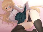  cameltoe momio pantsu skirt_lift string_panties thighhighs 