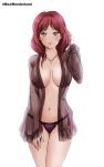  box_wonderland lingerie love_live! nipples nishikino_maki&#039;s_mother no_bra open_shirt pantsu see_through 