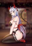  bra devil garter_belt heels horns lingerie maid nopan pointy_ears rovintus stockings tail thighhighs 