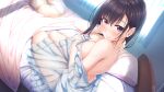  aikiss aikiss_2 breast_hold cleavage game_cg giga kirisawa_saki lingerie no_bra open_shirt see_through 