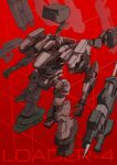  appl3 armored_core armored_core_vi:_fires_of_rubicon commentary floating floating_object floating_weapon full_body gun highres loader_4 mecha mecha_focus missile_pod one-eyed_mecha pile_bunker red_background robot science_fiction shotgun shoulder_cannon standing untranslatable_commentary weapon 