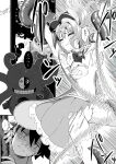  ... 1boy 1girl battle_damage beret breasts closed_eyes commentary_request dress hair_ornament hairclip hat heropin highres large_breasts leotard magical_girl medium_hair monster original sarujie_(broken_monky) signature tentacles thighhighs torn_clothes torn_dress torn_thighhighs translation_request 
