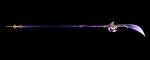  absurdres black_background commentary english_text engulfing_lightning_(genshin_impact) genshin_impact highres mitsudomoe_(shape) naginata no_humans object_focus owner1657 polearm simple_background tomoe_(symbol) weapon weapon_focus 