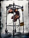  acid_bufferzone artist_name body_horror cable cart commentary_request hanging masahiro_ito no_eyes science_fiction sign tendril traditional_media wheel white_background 